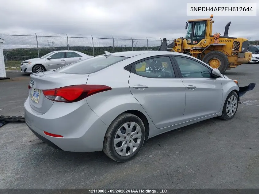 2015 Hyundai Elantra Gl VIN: 5NPDH4AE2FH612644 Lot: 12110003