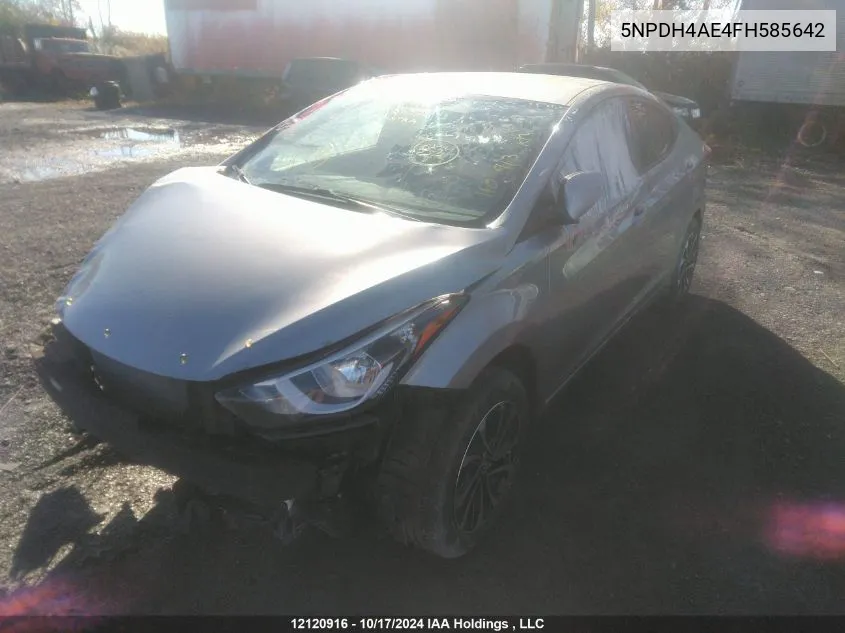 2015 Hyundai Elantra Gl VIN: 5NPDH4AE4FH585642 Lot: 12120916