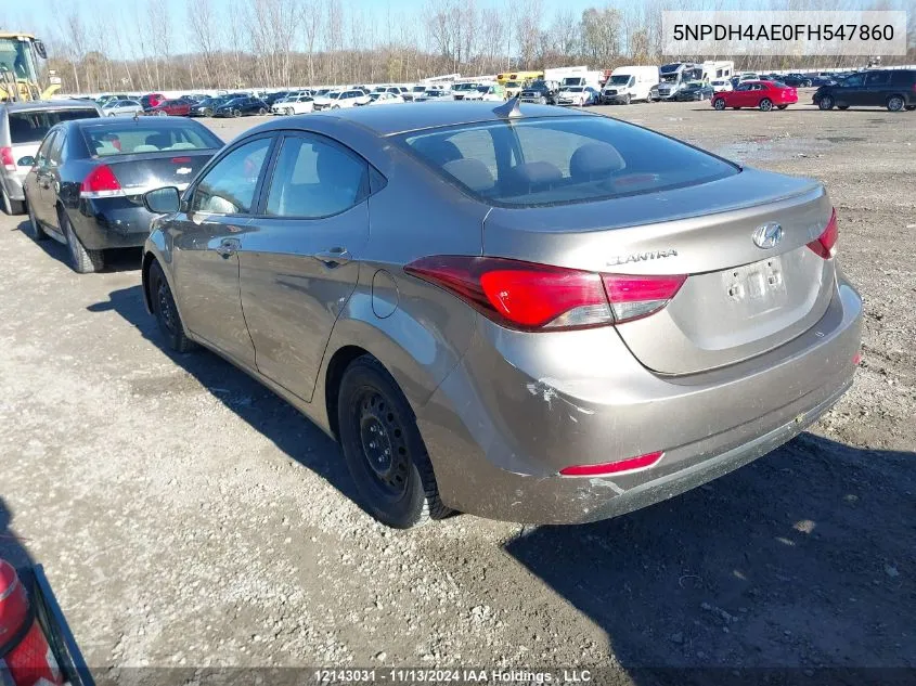 2015 Hyundai Elantra VIN: 5NPDH4AE0FH547860 Lot: 12143031