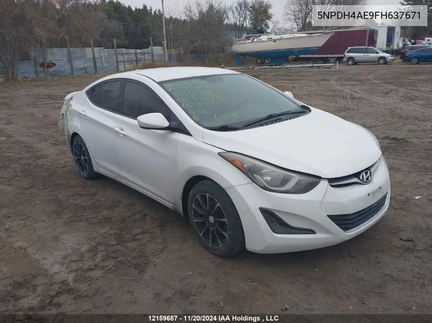 2015 Hyundai Elantra Se/Sport/Limited VIN: 5NPDH4AE9FH637671 Lot: 12159687