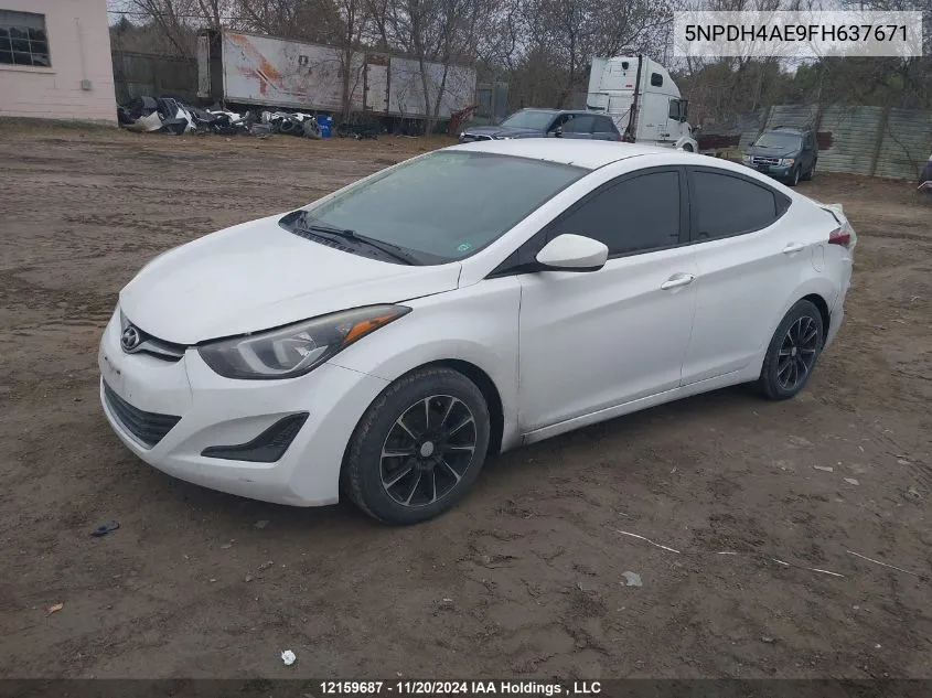 2015 Hyundai Elantra Se/Sport/Limited VIN: 5NPDH4AE9FH637671 Lot: 12159687