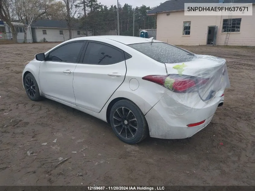 2015 Hyundai Elantra Se/Sport/Limited VIN: 5NPDH4AE9FH637671 Lot: 12159687