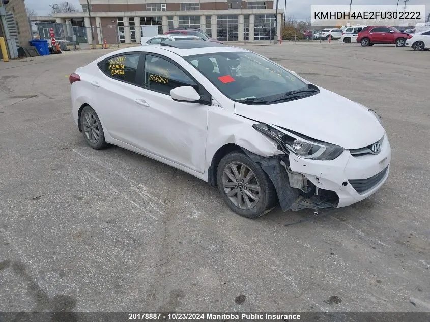 KMHDH4AE2FU302222 2015 Hyundai Elantra Gl