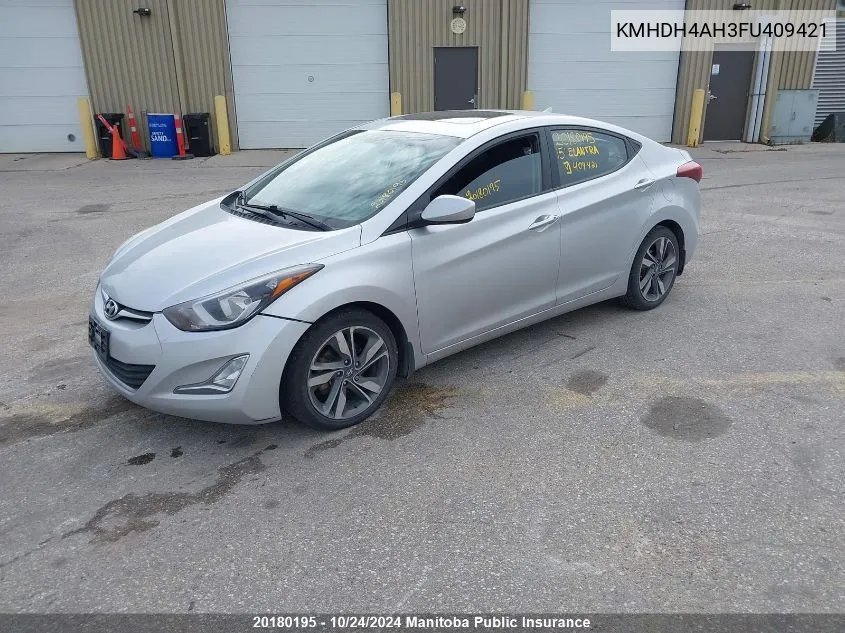 2015 Hyundai Elantra Gls VIN: KMHDH4AH3FU409421 Lot: 20180195