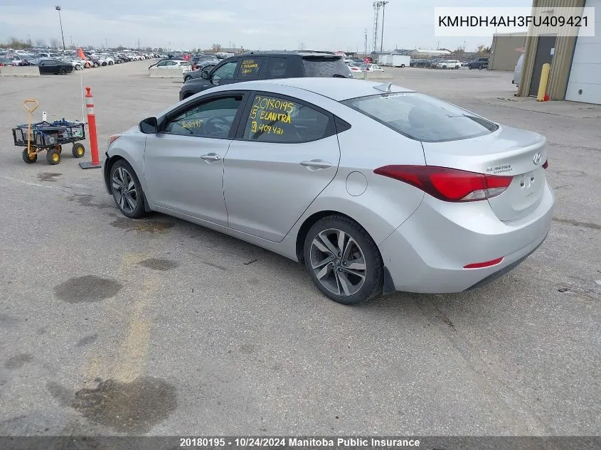 2015 Hyundai Elantra Gls VIN: KMHDH4AH3FU409421 Lot: 20180195