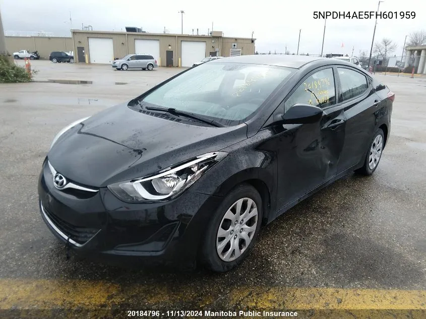 2015 Hyundai Elantra Gl VIN: 5NPDH4AE5FH601959 Lot: 20184796