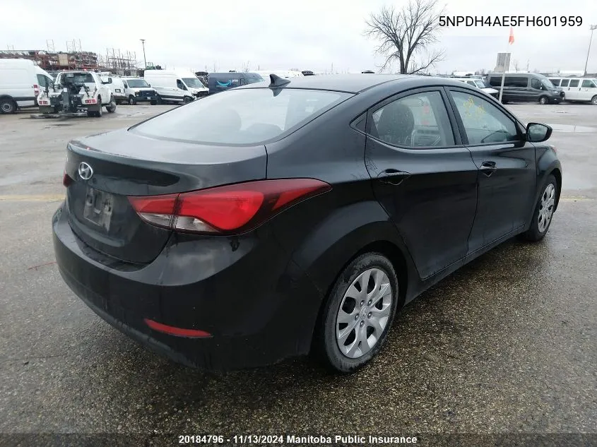 2015 Hyundai Elantra Gl VIN: 5NPDH4AE5FH601959 Lot: 20184796