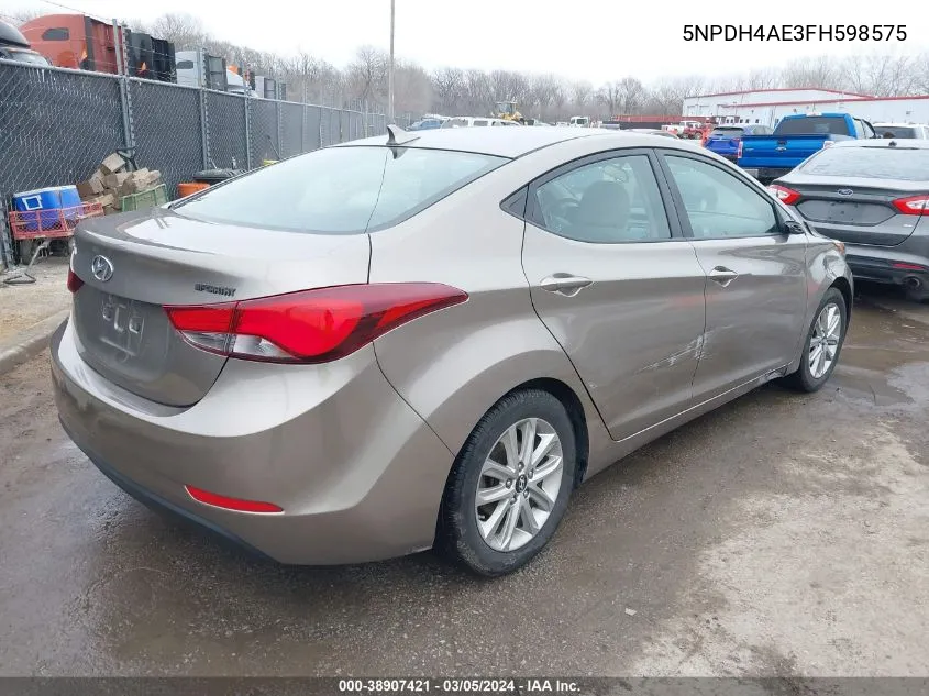 2015 Hyundai Elantra Se VIN: 5NPDH4AE3FH598575 Lot: 38907421