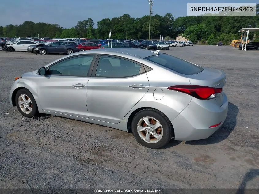 2015 Hyundai Elantra Se VIN: 5NPDH4AE7FH649463 Lot: 39359584