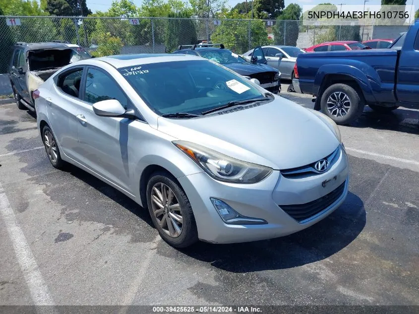 2015 Hyundai Elantra Se VIN: 5NPDH4AE3FH610756 Lot: 39425625