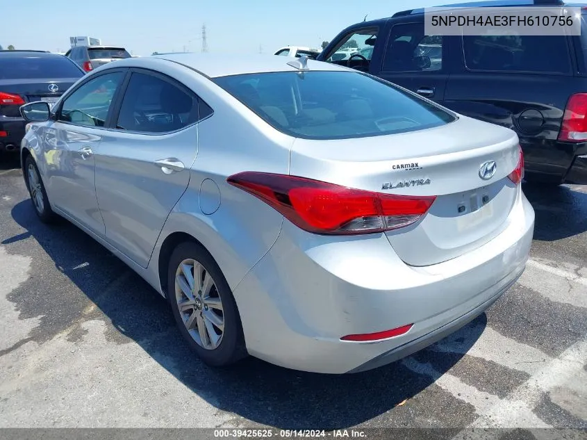 2015 Hyundai Elantra Se VIN: 5NPDH4AE3FH610756 Lot: 39425625