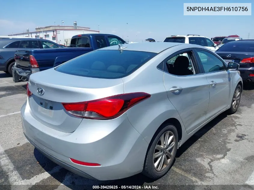 2015 Hyundai Elantra Se VIN: 5NPDH4AE3FH610756 Lot: 39425625