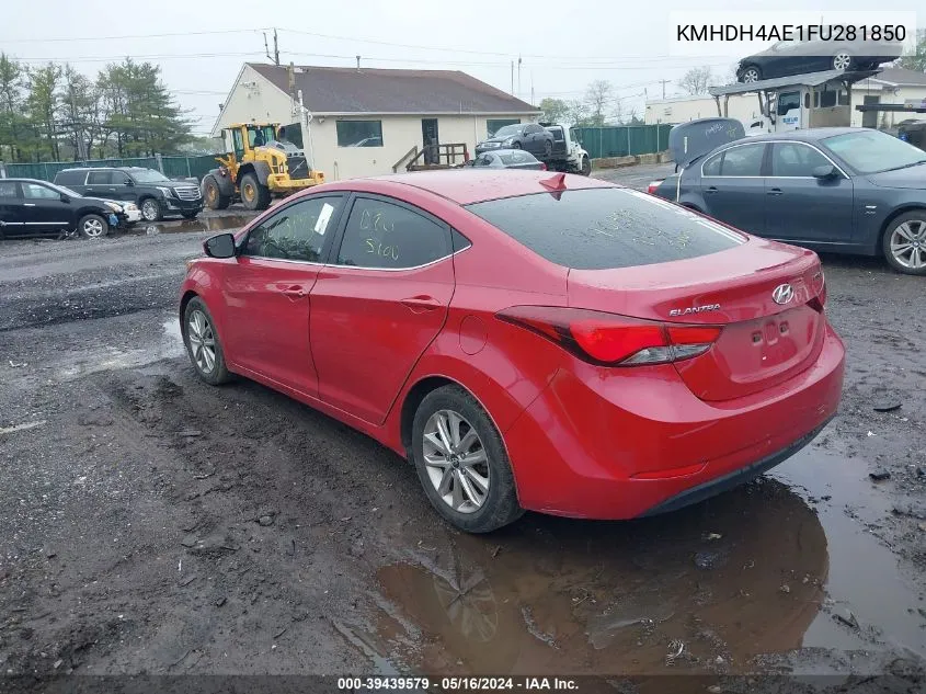 2015 Hyundai Elantra Se VIN: KMHDH4AE1FU281850 Lot: 39439579