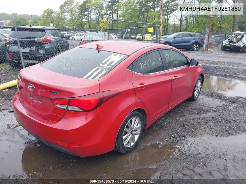 2015 Hyundai Elantra Se VIN: KMHDH4AE1FU281850 Lot: 39439579