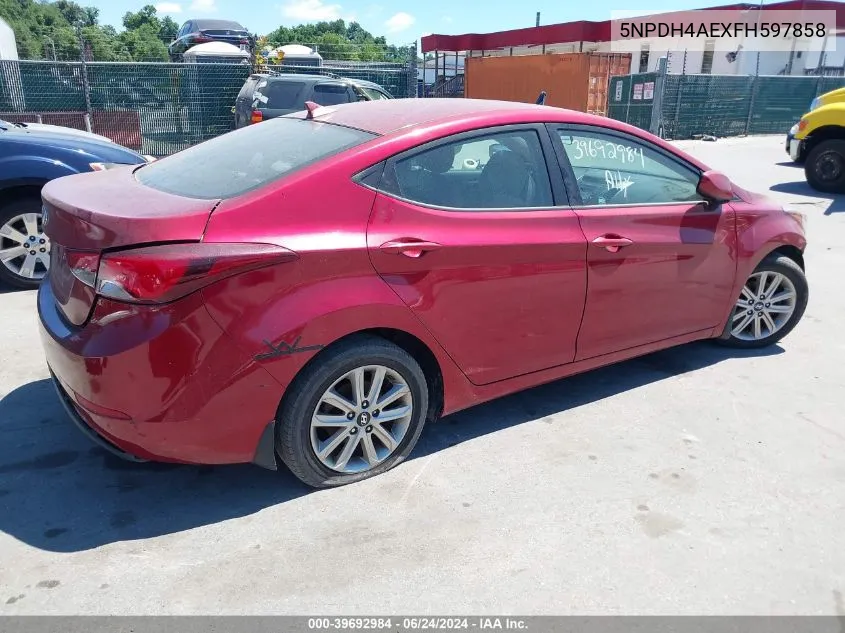 2015 Hyundai Elantra Se VIN: 5NPDH4AEXFH597858 Lot: 39692984