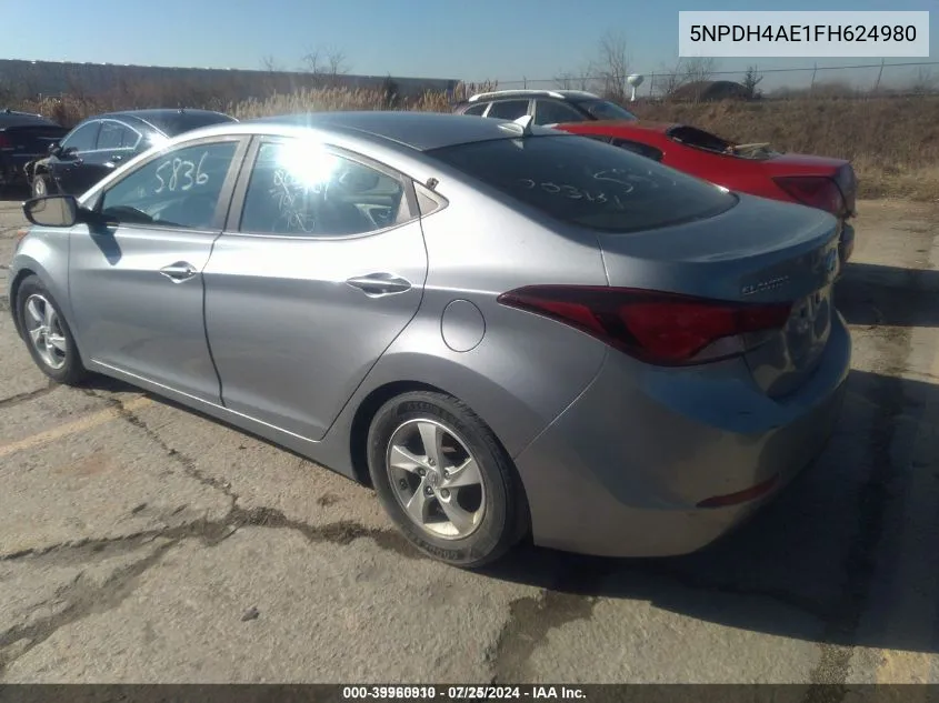 2015 Hyundai Elantra Se VIN: 5NPDH4AE1FH624980 Lot: 39960910