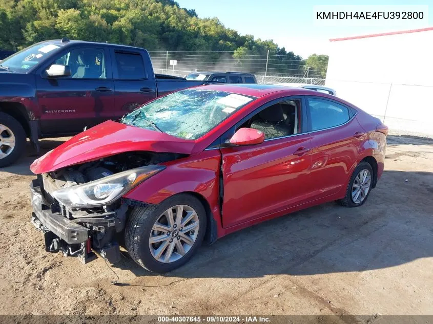 KMHDH4AE4FU392800 2015 Hyundai Elantra Se