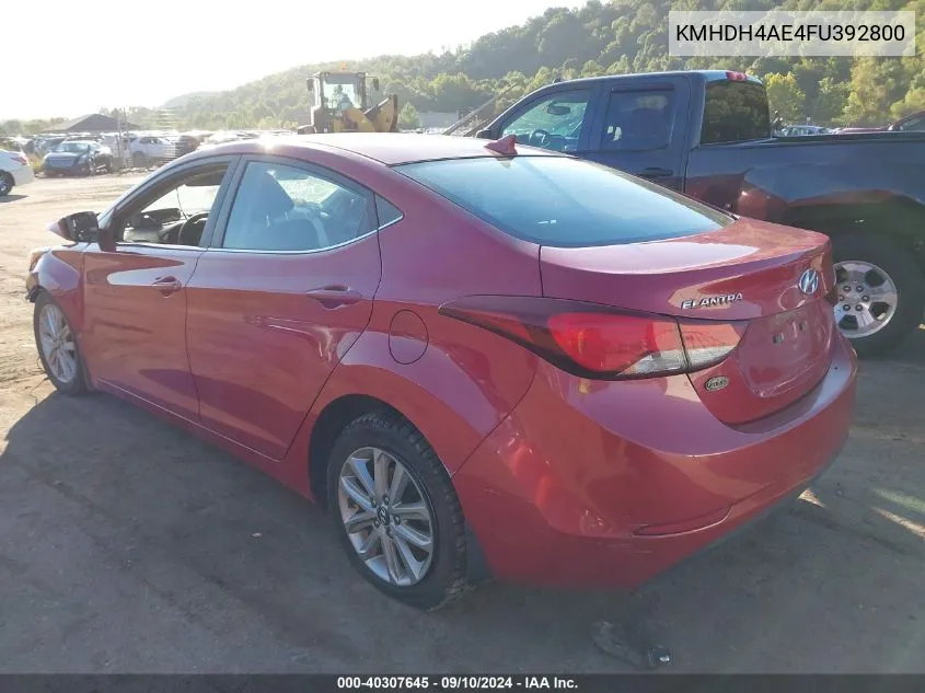 KMHDH4AE4FU392800 2015 Hyundai Elantra Se