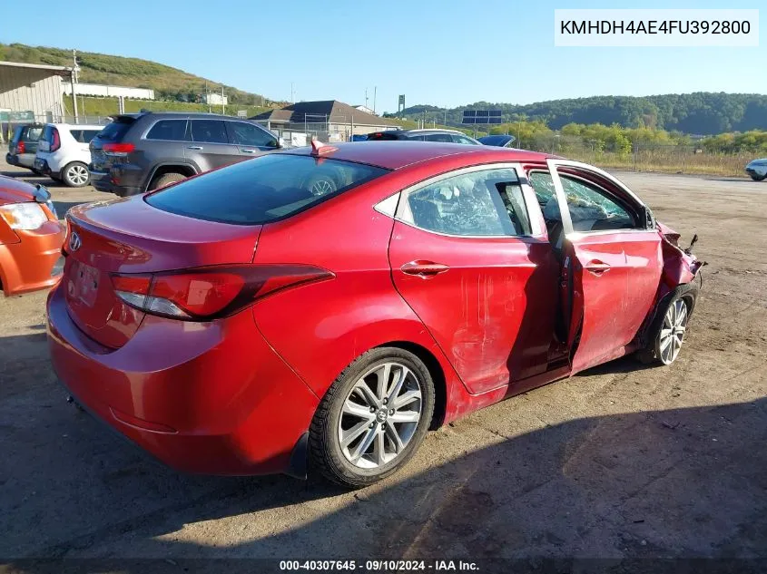 2015 Hyundai Elantra Se VIN: KMHDH4AE4FU392800 Lot: 40307645