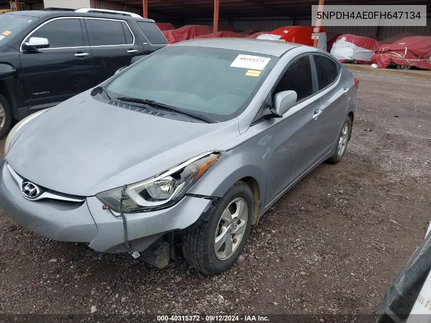 2015 Hyundai Elantra Se VIN: 5NPDH4AE0FH647134 Lot: 40315372