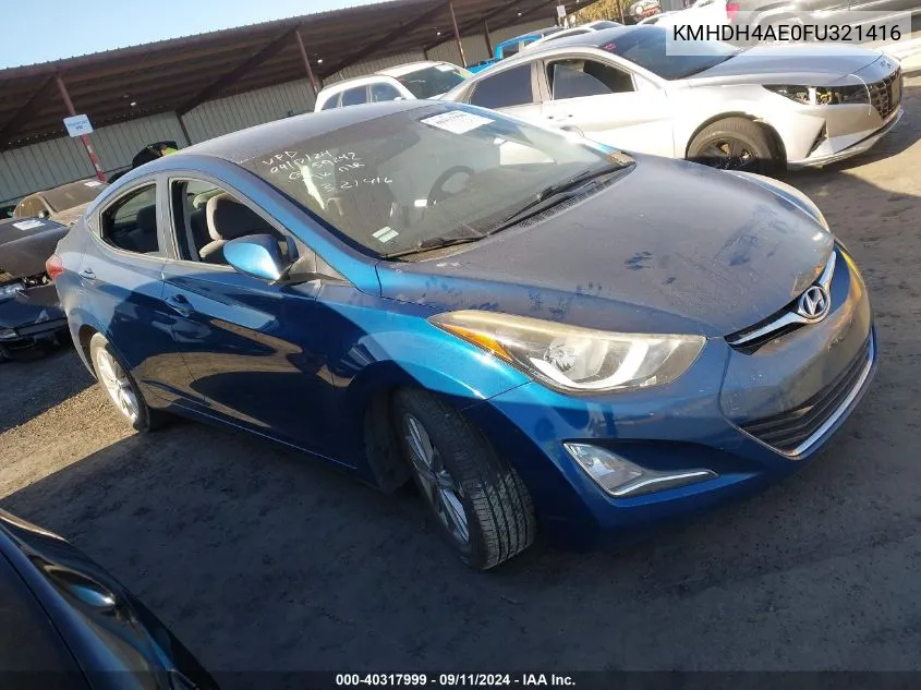 KMHDH4AE0FU321416 2015 Hyundai Elantra Se/Sport/Limited