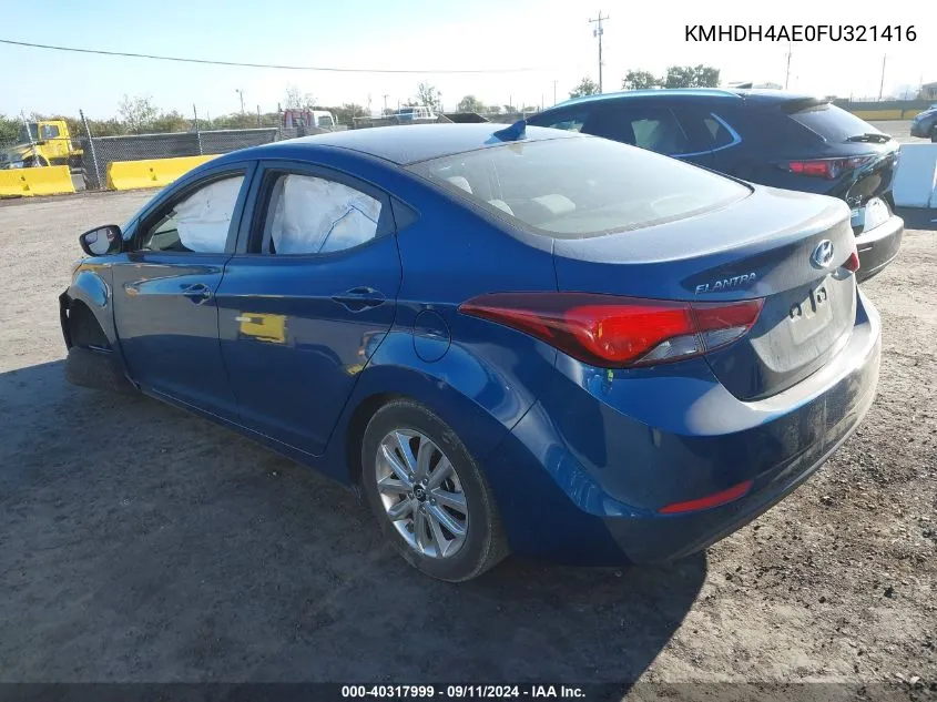 KMHDH4AE0FU321416 2015 Hyundai Elantra Se/Sport/Limited