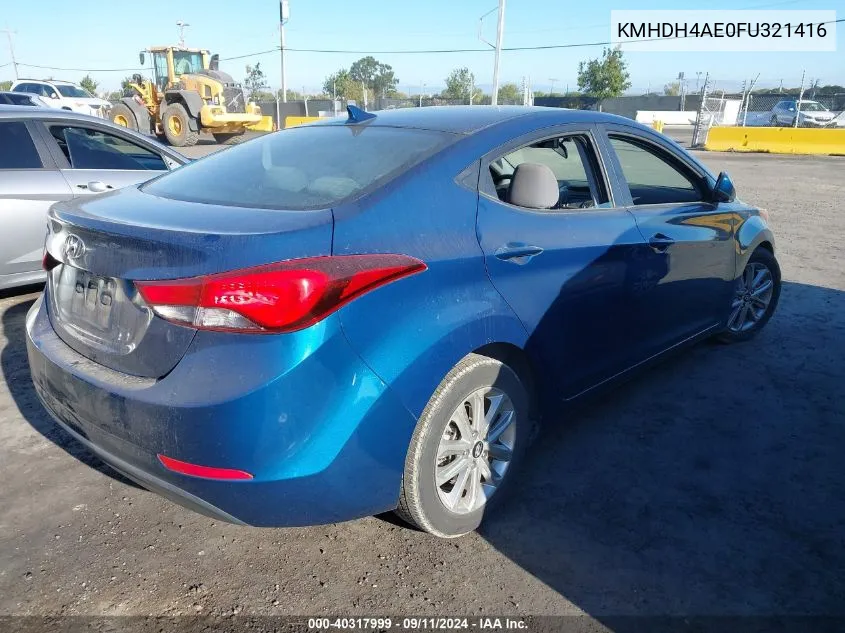 KMHDH4AE0FU321416 2015 Hyundai Elantra Se/Sport/Limited