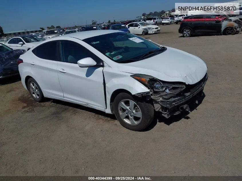 2015 Hyundai Elantra Se VIN: 5NPDH4AE6FH585870 Lot: 40344399