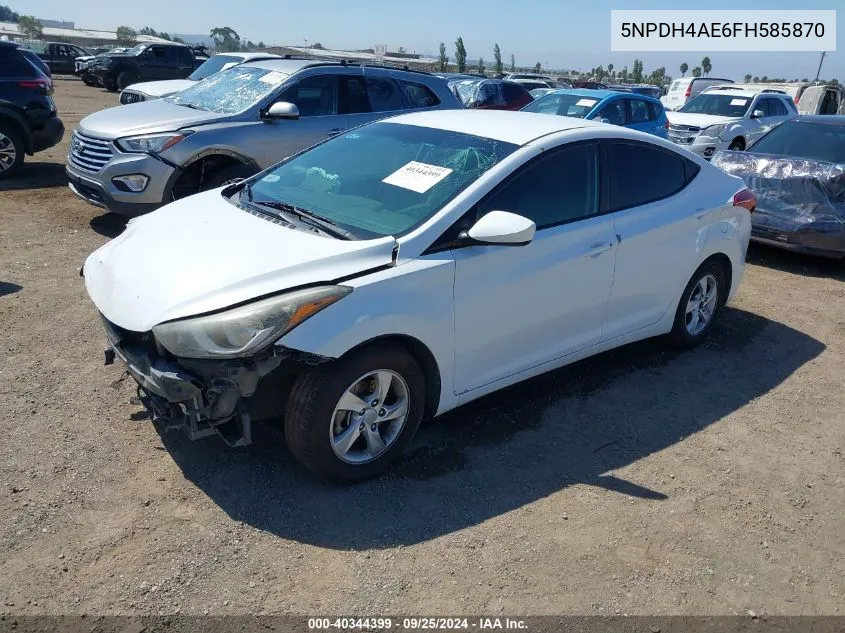 2015 Hyundai Elantra Se VIN: 5NPDH4AE6FH585870 Lot: 40344399