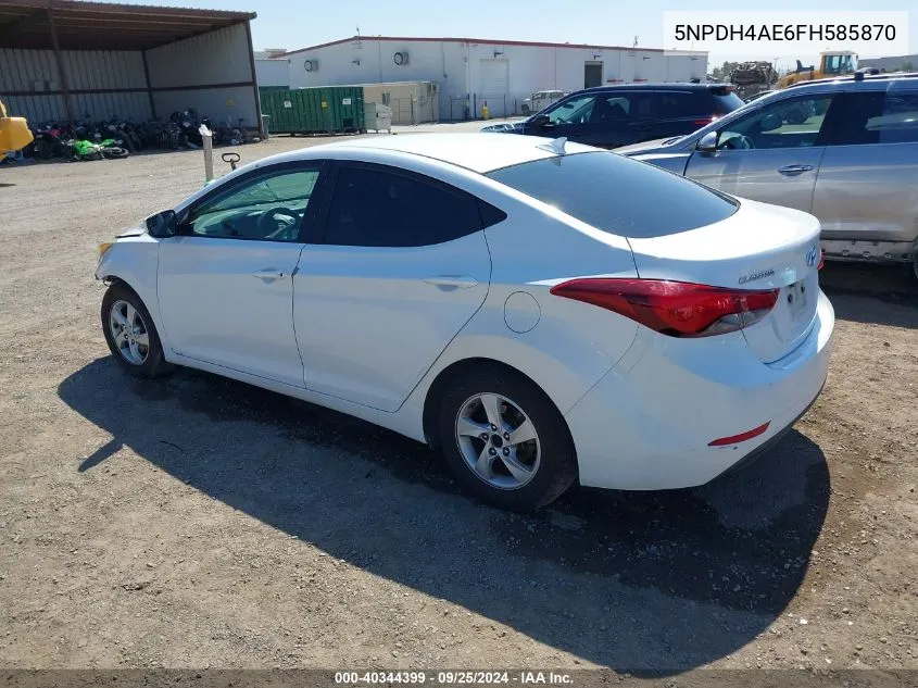 2015 Hyundai Elantra Se VIN: 5NPDH4AE6FH585870 Lot: 40344399