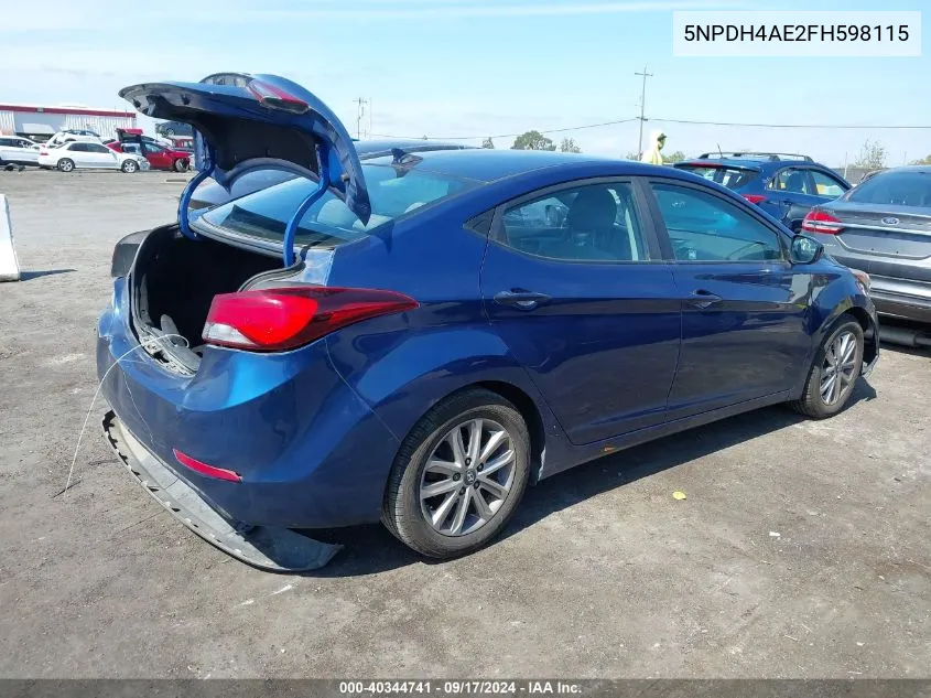 2015 Hyundai Elantra Se VIN: 5NPDH4AE2FH598115 Lot: 40344741