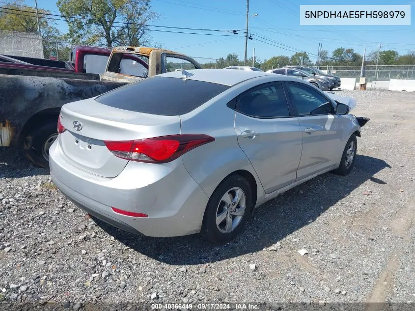 2015 Hyundai Elantra Se VIN: 5NPDH4AE5FH598979 Lot: 40366449