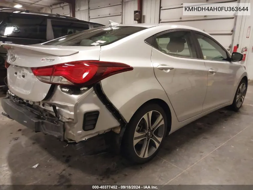 2015 Hyundai Elantra Sport VIN: KMHDH4AH0FU363644 Lot: 40377452