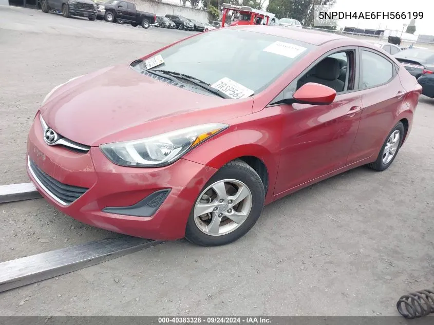 2015 Hyundai Elantra Se VIN: 5NPDH4AE6FH566199 Lot: 40383328