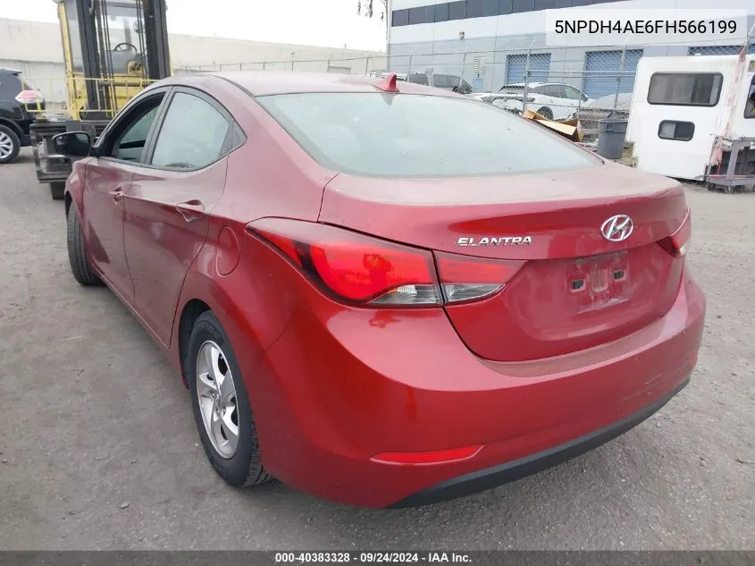 2015 Hyundai Elantra Se VIN: 5NPDH4AE6FH566199 Lot: 40383328