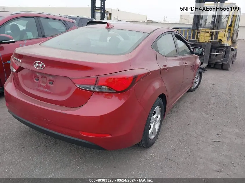 2015 Hyundai Elantra Se VIN: 5NPDH4AE6FH566199 Lot: 40383328