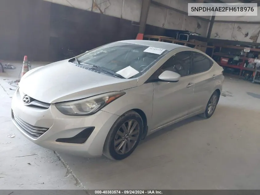 2015 Hyundai Elantra Se VIN: 5NPDH4AE2FH618976 Lot: 40383574