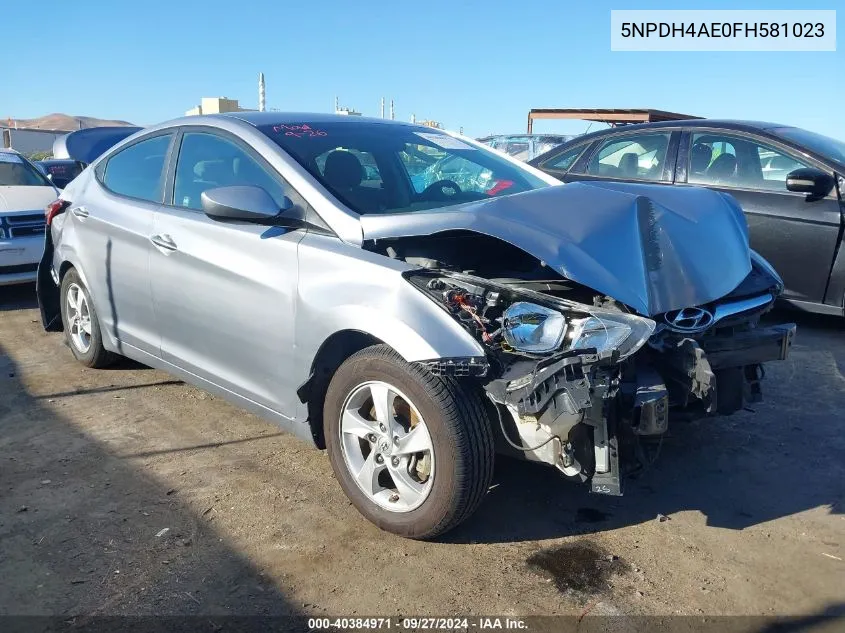 5NPDH4AE0FH581023 2015 Hyundai Elantra Se/Sport/Limited