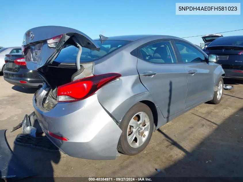 5NPDH4AE0FH581023 2015 Hyundai Elantra Se/Sport/Limited