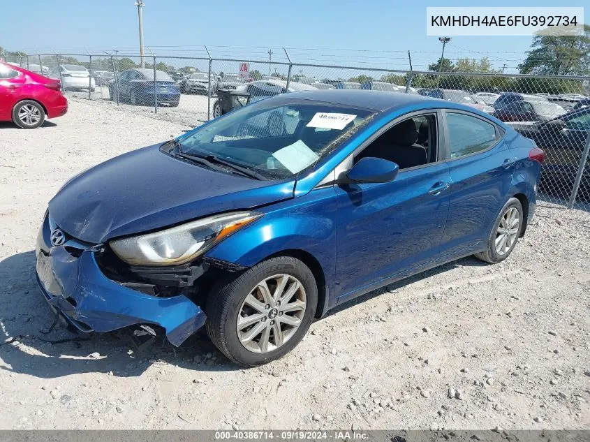 2015 Hyundai Elantra Se VIN: KMHDH4AE6FU392734 Lot: 40386714