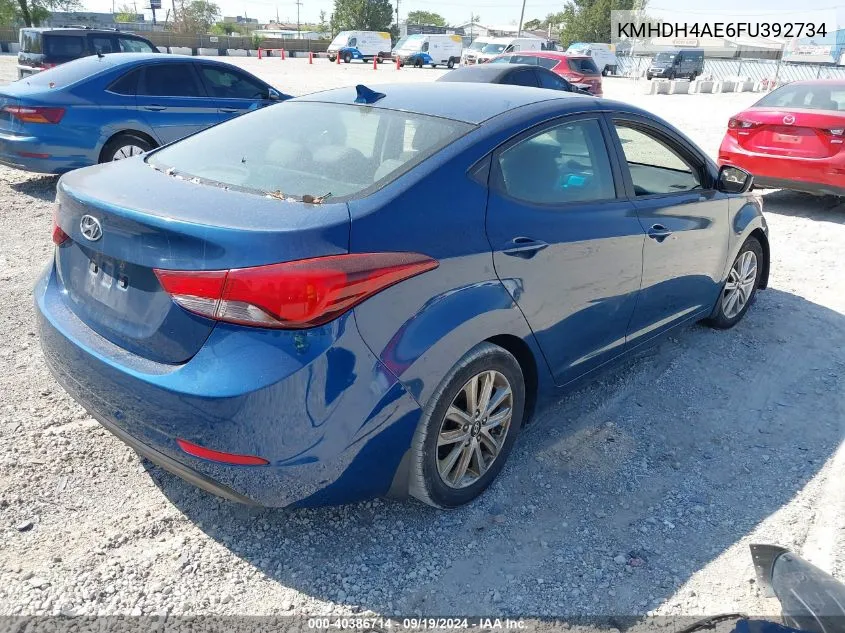 2015 Hyundai Elantra Se VIN: KMHDH4AE6FU392734 Lot: 40386714