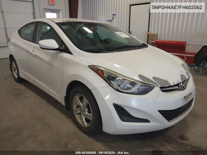 2015 Hyundai Elantra Se VIN: 5NPDH4AE7FH602062 Lot: 40395455