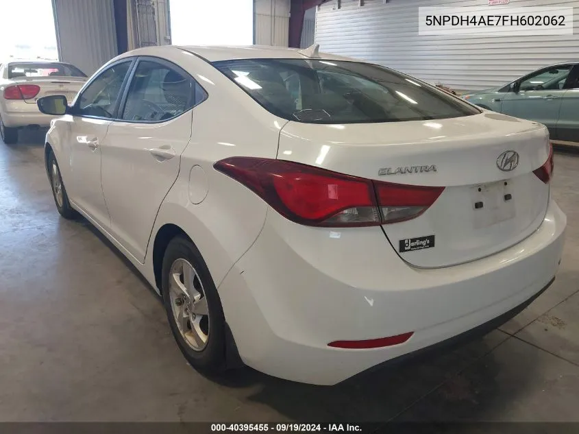 2015 Hyundai Elantra Se VIN: 5NPDH4AE7FH602062 Lot: 40395455