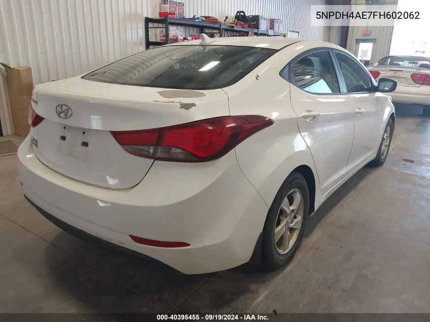 2015 Hyundai Elantra Se VIN: 5NPDH4AE7FH602062 Lot: 40395455