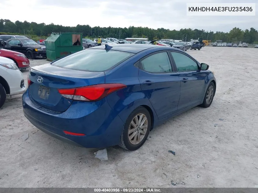 KMHDH4AE3FU235436 2015 Hyundai Elantra Se/Sport/Limited