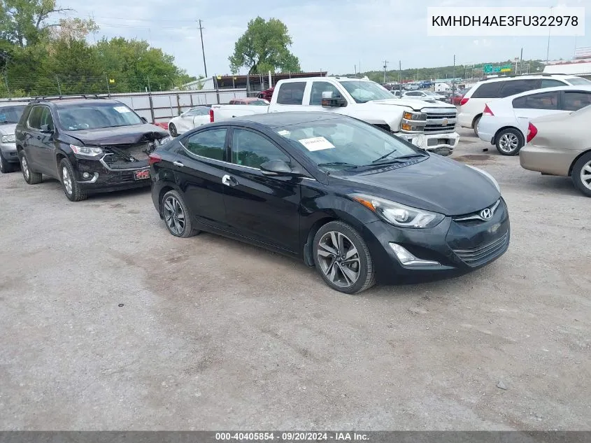 2015 Hyundai Elantra Limited VIN: KMHDH4AE3FU322978 Lot: 40405854