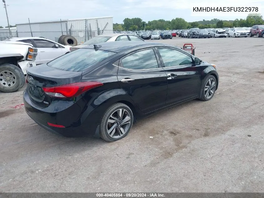 2015 Hyundai Elantra Limited VIN: KMHDH4AE3FU322978 Lot: 40405854