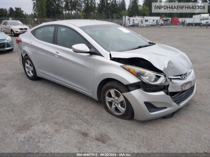 2015 Hyundai Elantra Se VIN: 5NPDH4AE9FH643308 Lot: 40407812