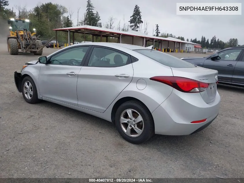 5NPDH4AE9FH643308 2015 Hyundai Elantra Se