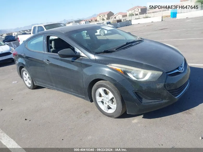 5NPDH4AE3FH647645 2015 Hyundai Elantra Se